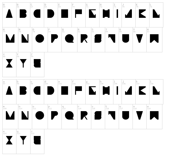 Moiser Techno font map